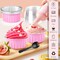 Disposable Ramekins 50 Packs with Lids and Spoons,Mini Cake Pans Round Aluminum Foil Cupcake Baking Cups Muffin Cups Tins,Disposable Cakecup Wrappers Cheesecake Creme Brulee-5 Oz (Pink)